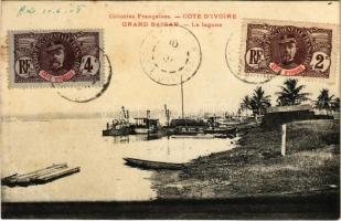 1908 Grand Bassam, La lagune / lagoon, port, boats, canoe, TCV card