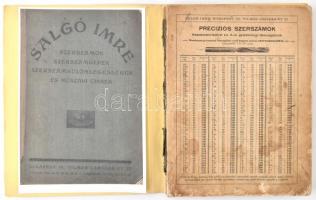 cca 1930 Salgó Imre Szerszámok, szerszámgépek, szerszámkülönlegességek és műszaki cikkek képes árjegyzéke. 336p. Hiányzó borítóval, részben foltos lapokkal.