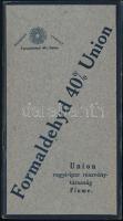 A Formaldehyd 40% Union jelentősége a növényzet védelmében és hasznos alkalmazása a háztartásban és a gazdaságban. Fiume, é.n., Union vegyi-ipar részvénytársaság. Kiadói papírkötésben.
