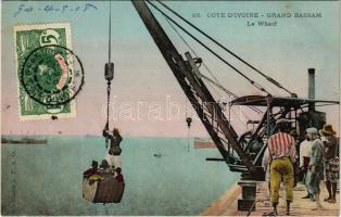 1908 Grand Bassam, Le Wharf / port, crane, TCV card