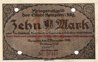 Német Birodalom/Császárság/Kempten 1918.11.2. 5M, 10M, 50M mind hivatalos érvénytelenítéssel T:I,II