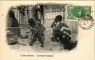 Cote d'Ivoire, Lavement indigéne / Native enema, African folklore, Afrikai folklór