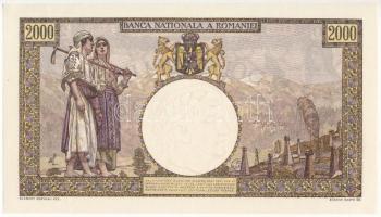 Románia 1941. 2000L vízjeles papíron T:I- több kisebb hajlás
Romania 1941. 2000 Lei on watermarked ...