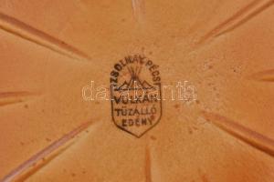 Zsolnay Vulkán tűzálló tál, jelzett, alján hajszálrepedéssel, kopott, d:17 cm, m: 7 cm