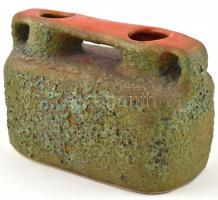 Bártfay Judit (?-?): Dekoratív iparművész retró váza, mázas kerámia, jelzett, apró kopásnyomokkal, 1...