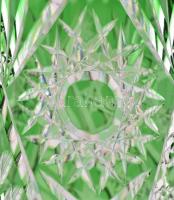 Zöld ólomkristály üveg váza, apró kopásnyomokkal, m: 25, d: 12,5 cm