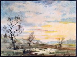 Szabó jelzéssel: Dombos táj. Akvarell, papír. Jelzett. 24x33 cm