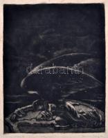 Barta Ernő (1878-1956): Trianon. Mezzotinto, papír. Jelzett. 29x23 cm