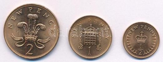 Nagy-Britannia 1971. 1/2p Br + 1p Br + 2p Br T:1,1- Great Britain 1971. 1/2 Penny Br + 1 Penny Br + 2 Pence Br C:UNC,AU