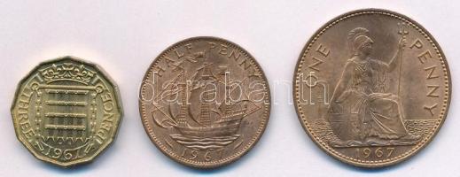 Nagy-Britannia 1967. 3p Ni-Br + 1/2p Br + 1p Br T:1-,2 Great Britain 1967. 3 Pence Ni-Br + 1/2 Penny Br + 1 Penny Br C:AU,XF