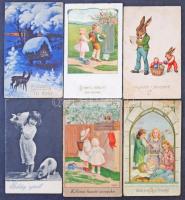 Kb. 500 db VEGYES motívum képeslap szaloncukros dobozban: üdvözlő / CCa. 500 mixed motive postcards ...