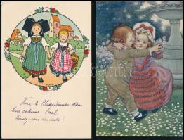 7 db RÉGI motívum képeslap: gyerekek (Hansi, Atwell, pár litho) / 7 pre-1945 motive postcards: children