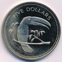 Belize 1975. 5$ Cu-Ni Szivárványcsűrű tukán T:1- (PP) ujjlenyomat Belize 1975. 5 Dollars Cu-Ni Keel-billed toucan C:AU (PP) fingerprint Krause KM#44