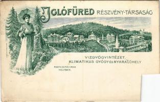 1907 Iglófüred, Bad Zipser Neudorf, Spisská Nová Ves Kupele, Novovesské Kúpele; Vízgyógyintézet klimatikus gyógy és nyaralóhely. Czettelés Deutsch rt. / spa advertisement (b)