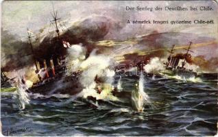 A németek tengeri győzelme Chile-nél / Der Seesieg der Deutschen bei Chile / WWI Imperial German Navy (Kaiserliche Marine) art postcard. B.K.W.I. 259-46. s: Heumesser (EM)