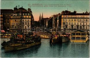 Marseille. La Cannebiere vue du Port / WWI French Navy (Marine Nationale), the cannebiere seen from the harbour, trams, battleships