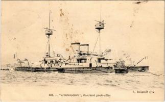 1908 LIndomptable Cuirrassé garde-cotes / French Navy (Marine Nationale), ironclad barbette ship. A. Bougault (fl)