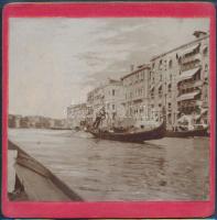 cca 1910 Velence, gondola, keményhátú fotó, 7,5x8,5 cm
