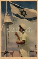 ZIM Israeli international cargo shipping company advertising card, flag, marine