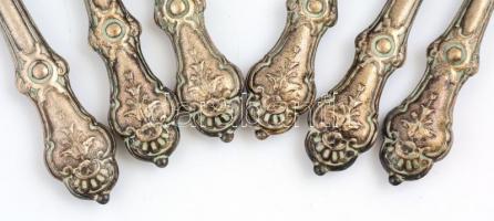 Ezüst(Ag) nyelű kés és villa, 3+3 db, h: 18 és 20 cm