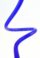 Csavart kék üvegváza, kis kopásnyomokkal, m: 60 cm