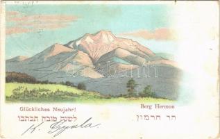1904 Glückliches Neujahr! Berg Hermon / Mount Hermon. Hebrew New Year greeting card. Judaica. litho (Rb)