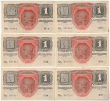 1916. 1K zöld "DEUTSCHÖSTERREICH" felülbélyegzéssel, (6x) sorszámkövetők T:III szép papír