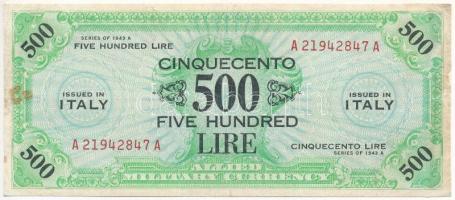 Olaszország / Nemzetközi megszállás 1943. 500L T:III foltos, restaurált Italy / Allied Military Currency 1943. 500 Lire C:F stained, restored