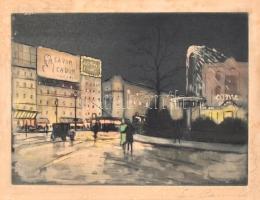 cca 1930 E Camiux jelzéssel: Párizsi utcakép. Rézkarc, papír, jelzett, 15,5 x 25 cm