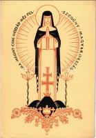 Szent Margit. Laiszky Jenő nyomda / Hungarian irredenta propaganda art postcard with Saint Margaret of Hungary s: Pál (EK)