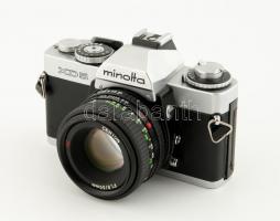 Minolta XD-5 SLR fényképezőgép Centon 50mm f/1.8 objektívvel, elem nélkül, kipróbálatlan, szép állapotban / Minolta SLR camera with lens, untested, good cosmetical condition