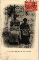 1908 Brazzaville, Deux Congolaises / native women, African folklore, TCV card, 1908 Bennszülött nők. Afrikai folklór., TCV card