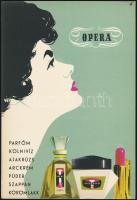 cca 1960 Opera - parfüm, kölnivíz, ajakrúzs, arckrém, púder,szappan, körömlakk Villamosplakát 16x23 cm