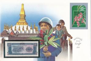 Laosz 1979. 1K felbélyegzett borítékban, bélyegzéssel T:I Lao 1979. 1 Kip in envelope with stamp and cancellation C:UNC