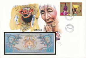 Bhutan 1N ~1981. felbélyegzett borítékban, bélyegzéssel T:1 Bhutan ~1981. 1 Ngultrum in envelope with stamp and cancellation C:UNC