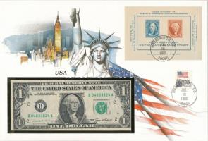 Amerikai Egyesült Államok 1985. 1$ felbélyegzett borítékban, bélyegzéssel T:I USA 1985. 1 Dollar in envelope with stamp and cancellation C:UNC