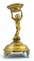 Puttós figurás asztaldísz, bronz alakkal. Elvált felső résszel 27 cm