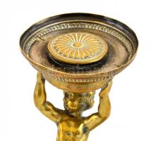 Puttós figurás asztaldísz, bronz alakkal. Elvált felső résszel 27 cm