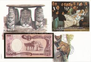 Kolumbia 1989. 100P felbélyegzett borítékban, bélyegzéssel T:I  Kolumbia 1989. 100 Pesos in envelope with stamp and cancellation C:UNC