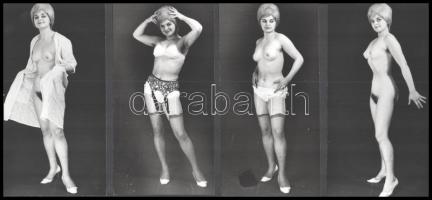 cca 1968 De a parókát nem veszem le, szolidan erotikus felvételek, 4 db vintage fotó, 15x8 cm