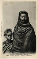 Mauritanie, Types Maures, Femme at Enfant / woman and child, Mauritanian folklore, Nő gyermekkel, Mauritius-i folklór