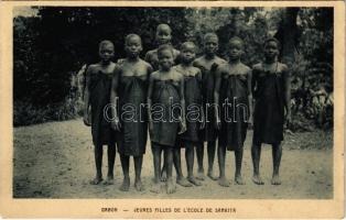 Iskolás lányok, Afrikai folklór, Samkita (Gabon), Jeunes filles de l'école / school girl, African folklore