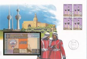 Kuvait 1968. 1/4D borítékban, alkalmi bélyeggel és bélyegzéssel T:I  Kuwait 1968. 1/4 Dinar in envelope with stamps and cancellations C:UNC
