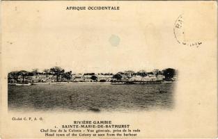 Sainte Marie de Bathurst, Riviére Gambie, Chef-lieu de la Colonie, Vue générale, prise de la rade / Head town of the Colony as seen from the harbour