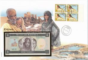 Eritrea 1997. 1N felbélyegzett borítékban, bélyegzéssel T:I  Eritrea 1997. 1 Nakfa in envelope with stamp and cancellation C:UNC