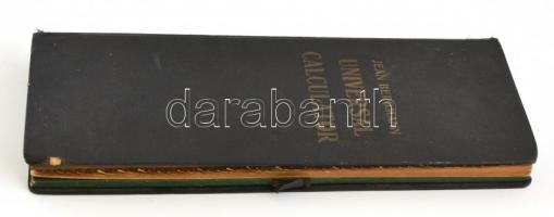 cca 1930 Jean Bergmann Universal Calculator mechanikus számológép és leírás, valamint számítási tábl...