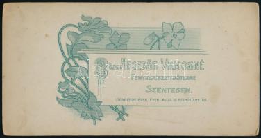 cca 1895 Szentes, Özv. Hegedűs Vilmosné fényképészeti műtermében készült, keményhátú, vintage fotó, ...
