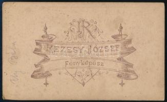 cca 1870 Rezesy József fényképészeti műtermében készült, keményhátú, vintage fotó, vizitkártya méret...