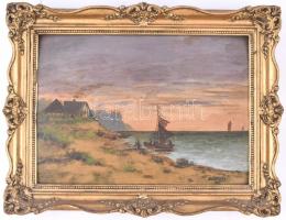 Zsiday Gy 1924 jelzéssel: Vitorlások. Olaj, karton. Díszes, kissé kopottt neobarokk stílusú keretben...