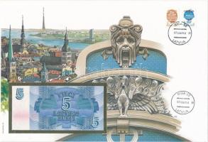 Lettország 1992. 5R felbélyegzett borítékban, bélyegzéssel T:I  Latvia 1992. 5 Rublis in envelope with stamp and cancellation C:UNC